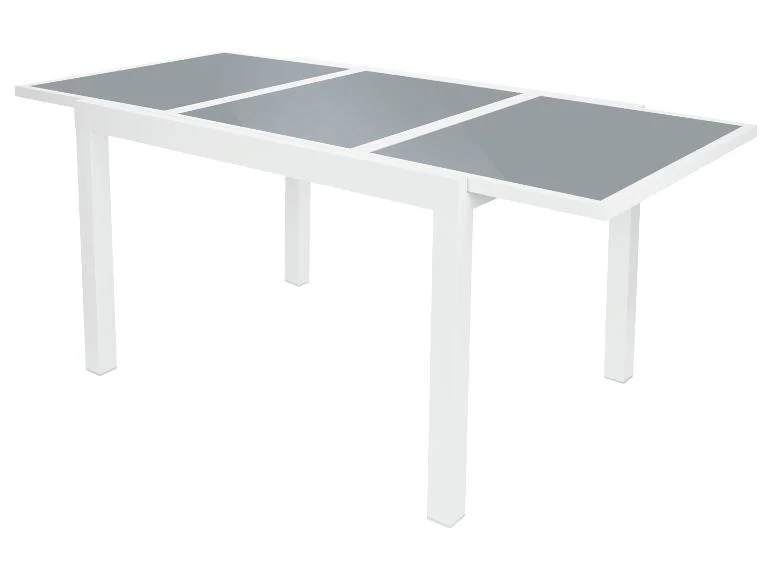 Table de jardin extensible en aluminium Houston, blanc/gris clair